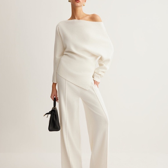 Commense Wool-Blend Asymmetrical Neck Knit Top size XL - Picture 2 of 4